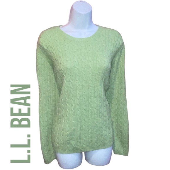 L.L. Bean Lambswool Blend Cable Knit Green Sweater - Women’s XL - Picture 1 of 11